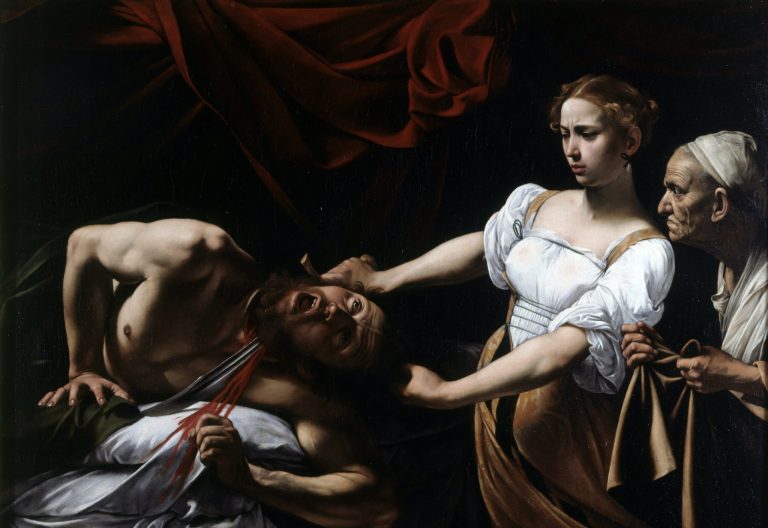 caravaggisti: Caravaggio, Judith Beheading Holofernes, 1599, National Gallery of Ancient Art, Rome, Italy. Detail.
