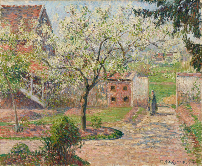 wilhelm hansen: Camille Pissarro, Plum Trees in Blossom, Éragny, 1894, Ordrupgaard, Copenhagen, Denmark.
