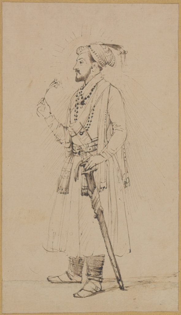Rembrandt's drawing of Shah Jahan with a flower & sword