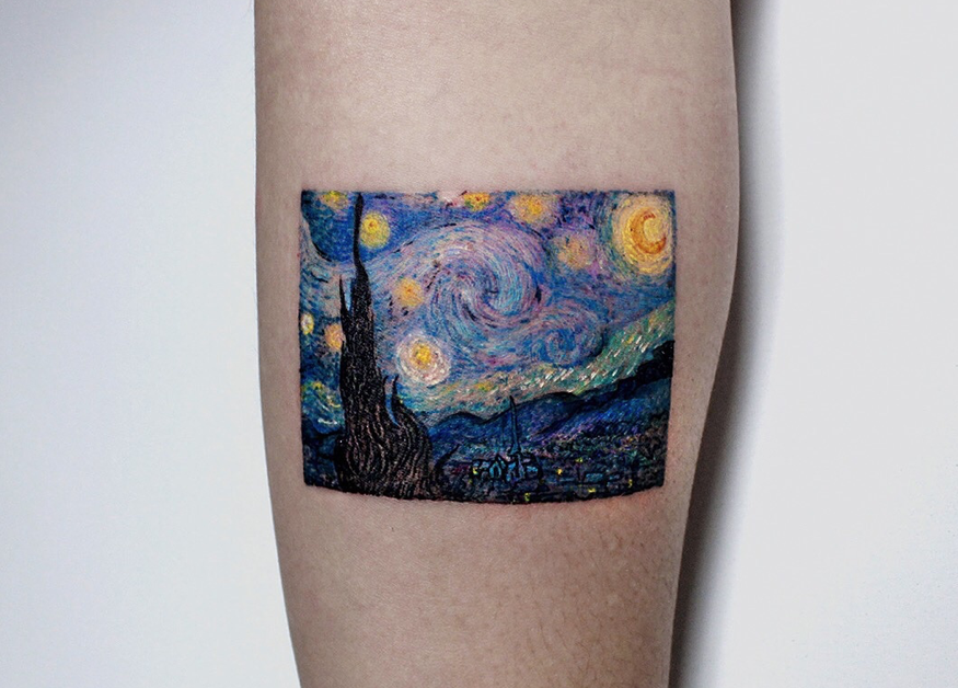 Starry Night tattoo  7 hours later and this was the end res  Flickr