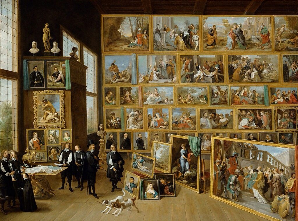 Cabinets of Curiosities; wunderkammer David Tieners the Younger, The Archduke Leopold Wilhelm in his Gallery at Brussels, 1651, Kunsthistorisches Museum, Vienna.