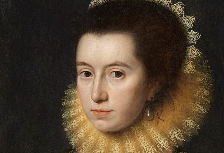 Lady Anne Clifford: William Larkin, Anne Countess of Pembroke (Lady Anne Clifford), ca. 1618, National Portrait Gallery, London, UK. Detail.
