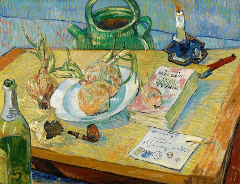 Van Gogh collection Kröller-Müller: Vincent van Gogh, Still Life with a Plate of Onions, 1889, Kröller-Müller Museum, Otterlo, Netherlands.
