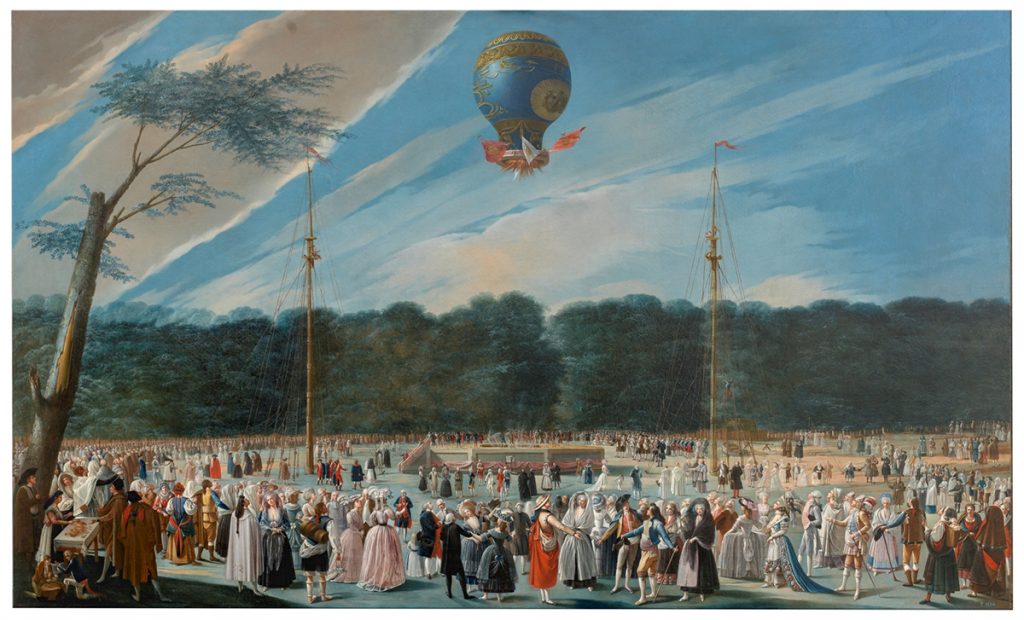 Balloons in Art: Ascent of a Montgolfier Balloon at Aranjuez by Antonio Carnicero