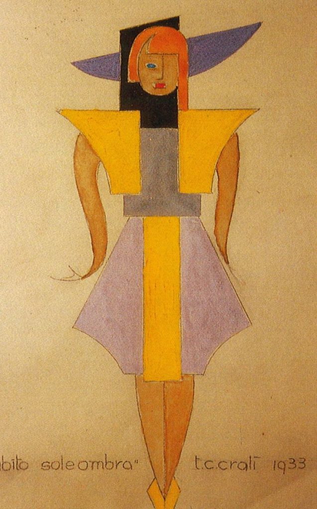 Futurist fashion: Tullio Crali, A sketch of the Abito sole ombra (shade sun dress), 1933.