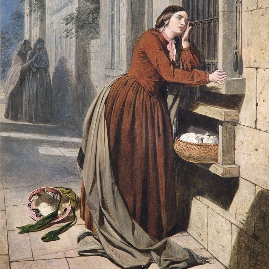 Parenting in art: Henry Nelson O'Neil, A Mother Depositing Her Child at the Foundling Hospital in Paris, 1855, Foundling Museum, London, UK.