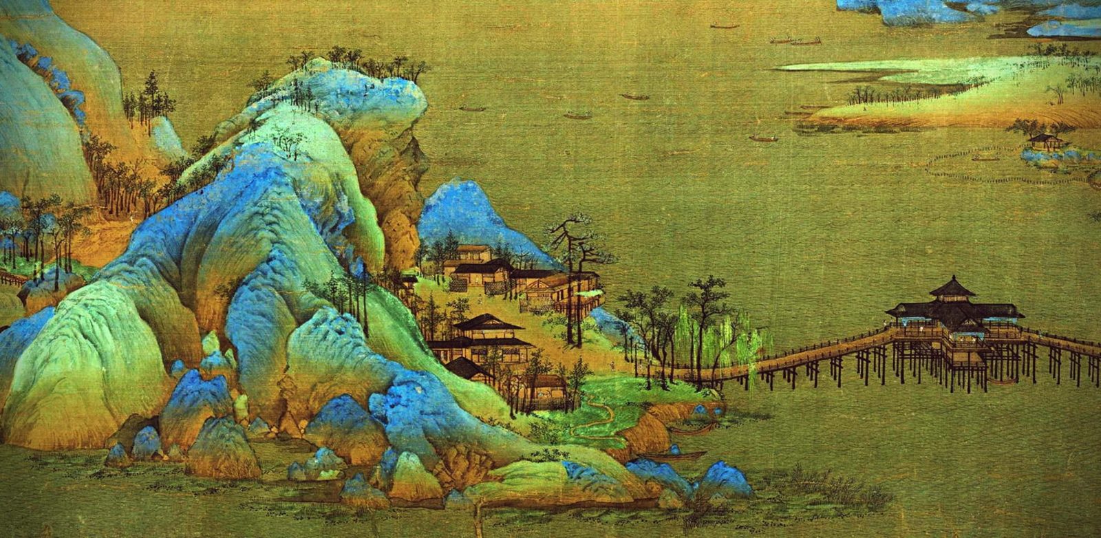 6.Wang Xi Meng Thousand Li Of Rivers And Mountains 1113 Handscroll Ink And Colors On Silk Palace Museum Beijing China. Lut3 1 Scaled 