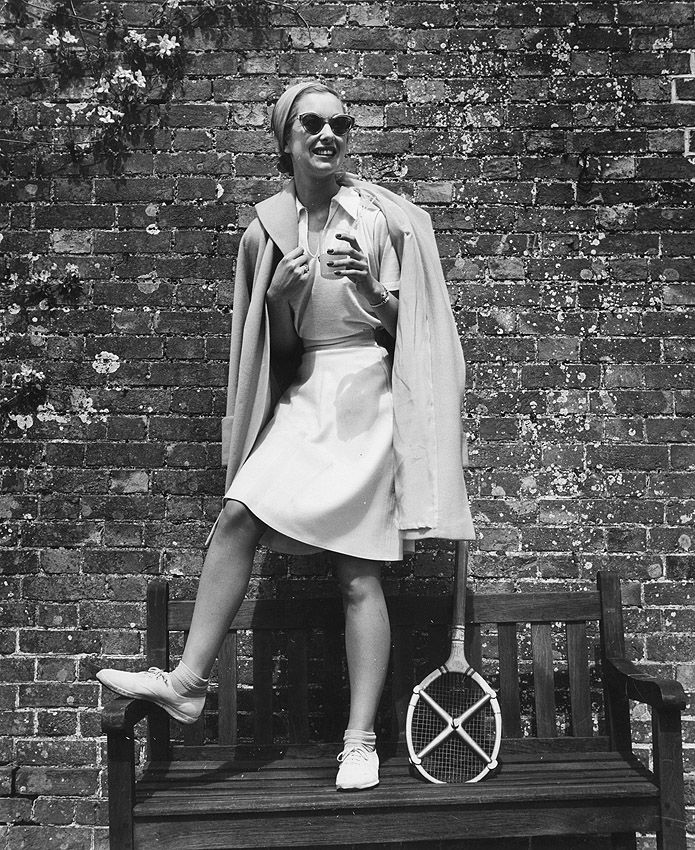 Lee Miller, A model wearing a tennis outfit, 1950. Fashion Photographers