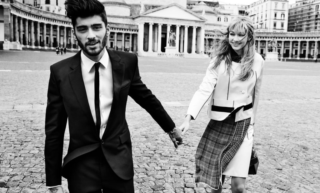 Mario Testino, Zayn Malik and Gigi Hadid, Naples, Italy, Vogue, May 2016. 