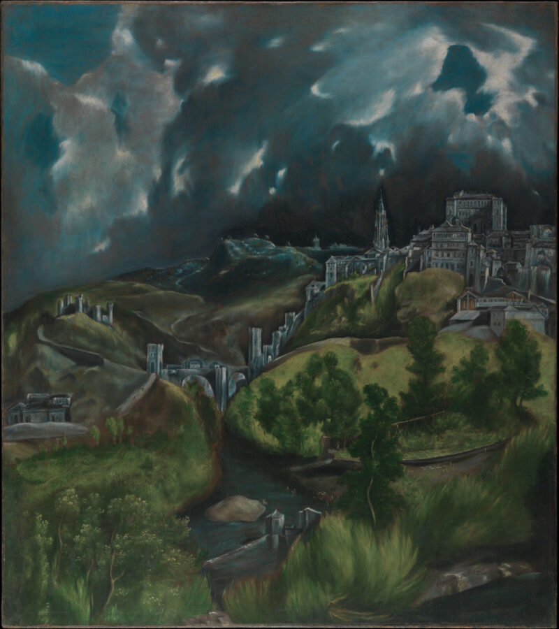 migrant artists: El Greco (Doménikos Theotokópoulos), View of Toledo, c. 1599–1600, Metropolitan Museum of Art, New York City, NY, USA.
