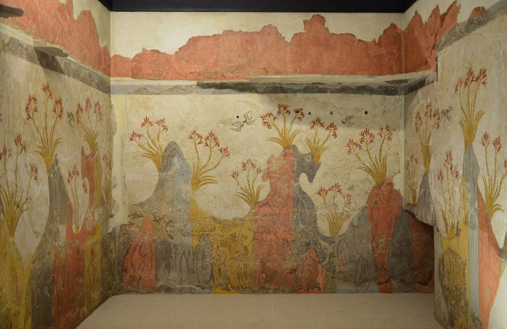 Landscape painting quiz: Fresco from Therra, 16th Century BCE, National Archaeological Museum, Athens, Greece.