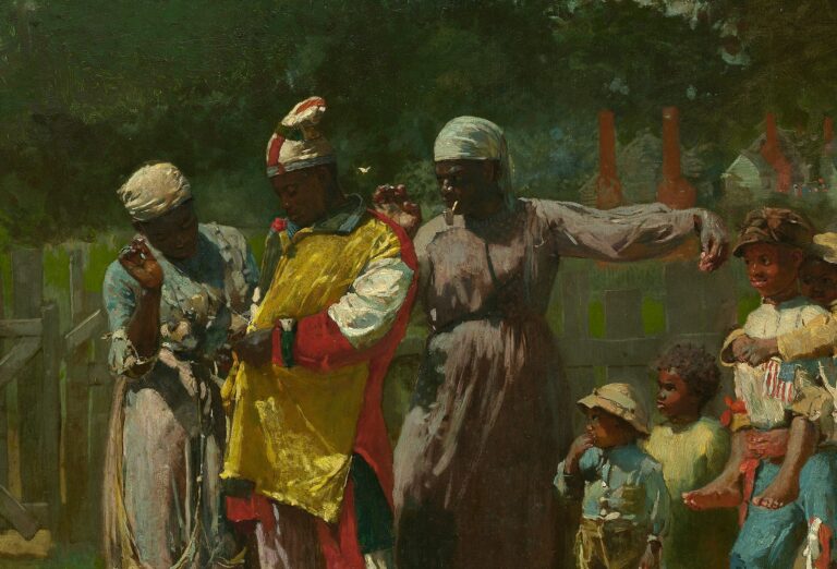 Carnival in Art: Winslow Homer, Dressing for the Carnival, 1877, Metropolitan Museum of Art, New York City, NY, USA. Detail.
