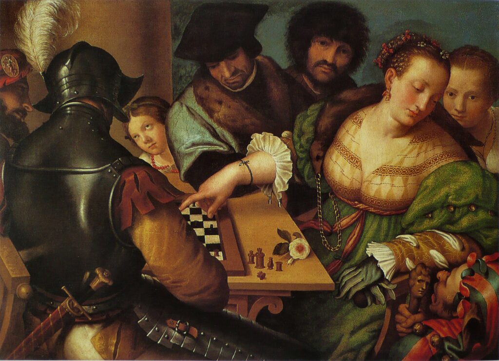 Sofonisba Anguissola game of chess: Giulio Campi, The Chess Game, 1530, Museo Civico d’Arte Antica, Turin. Wikimedia Commons (public domain).

