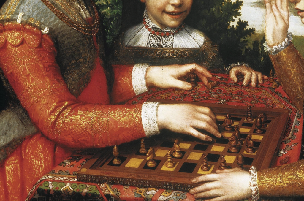 Sofonisba Anguissola game of chess: Sofonisba Anguissola, The Game of Chess, 1555, National Museum in Poznań, Poland. Detail.
