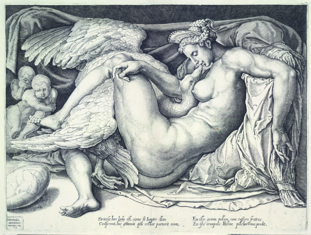 Michelangelo Leda and the Swan: Cornelis Bos, Leda and the Swan, 1530-1550, British Museum, London, UK.
