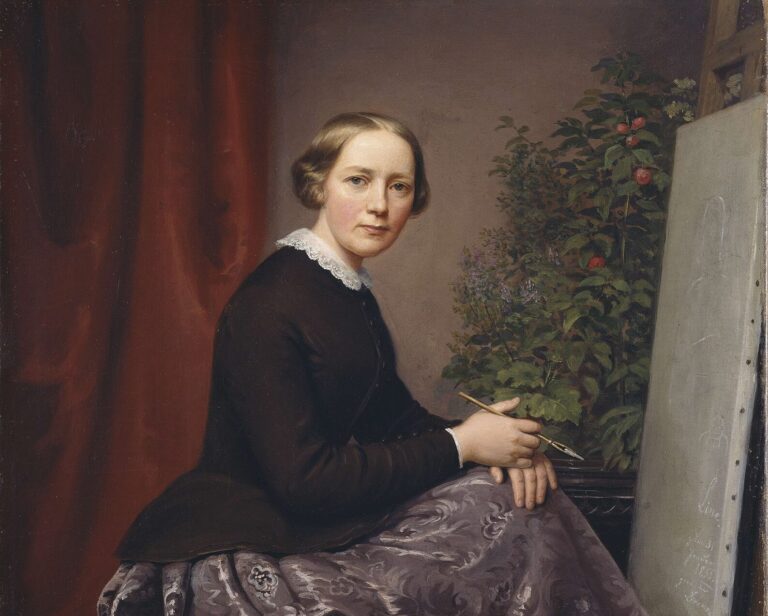 Caroline von der Embde: Caroline von der Embde, Self-Portrait, 1855, New Gallery, Kassel, Germany. Detail.
