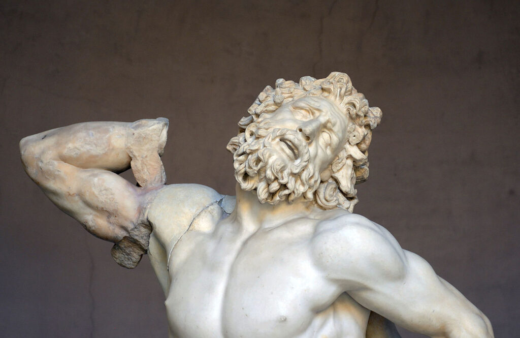 Laocoön: Laocoön and His Sons, Vatican Museums, Vatican City. Detail. Photograph by Livioandronico2013 via Wikimedia Commons (CC BY-SA 4.0).
