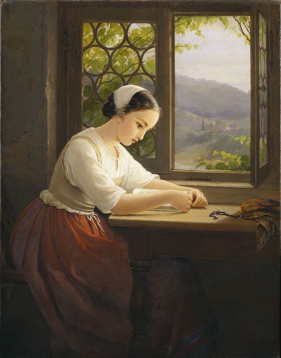 Caroline von der Embde: Caroline von der Embde, Reading Girl, 1850/55, New Gallery, Kassel, Germany.
