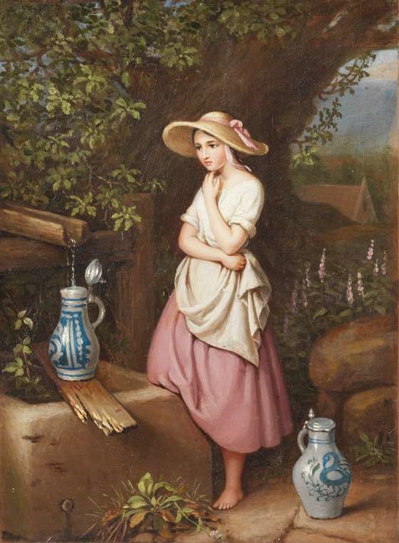 Caroline von der Embde: Caroline von der Embde, Girl at a Well, 1845, New Gallery, Kassel, Germany.
