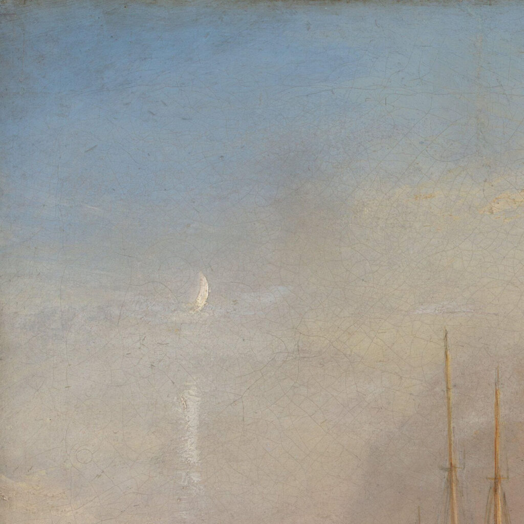 Fighting Temeraire: J. M. W. Turner, Fighting Temeraire, 1839, National Gallery, London, UK. Detail.
