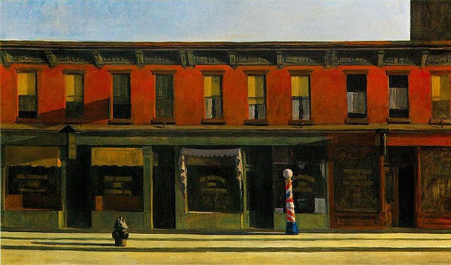 hopper 10 paintings: Edward Hopper, Early Sunday Morning, 1930, Whitney Museum of American Art, New York City, NY, USA.
