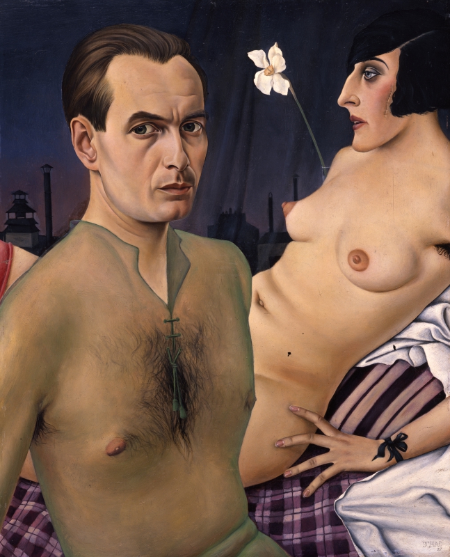 new objectivity: Christian Schad, Self-Portait with Model, 1927, private collection. Photo: Benjamin Hasenclever, München © Bildrecht, Wien 2023.
