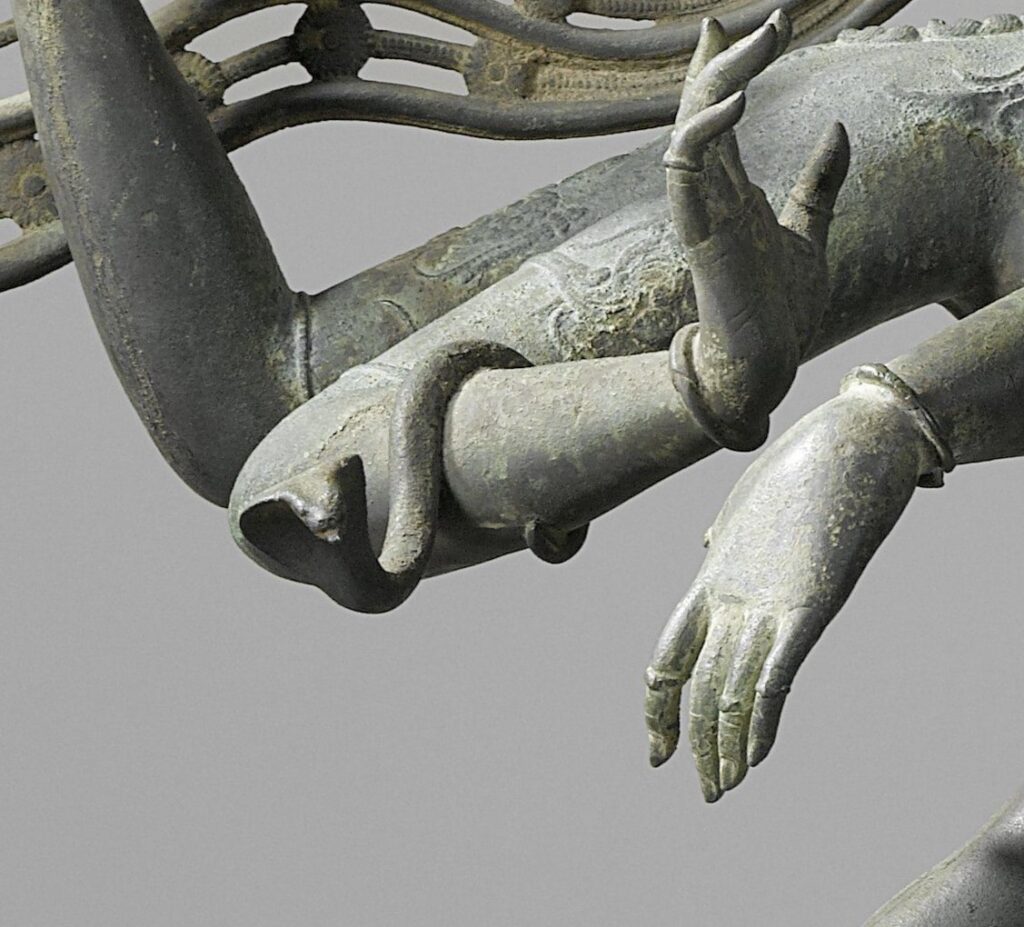 shiva: Detail of Vasuki on Shiva Nataraja, ca. 1100-1200, Rijksmuseum, Amsterdam, Netherlands.
