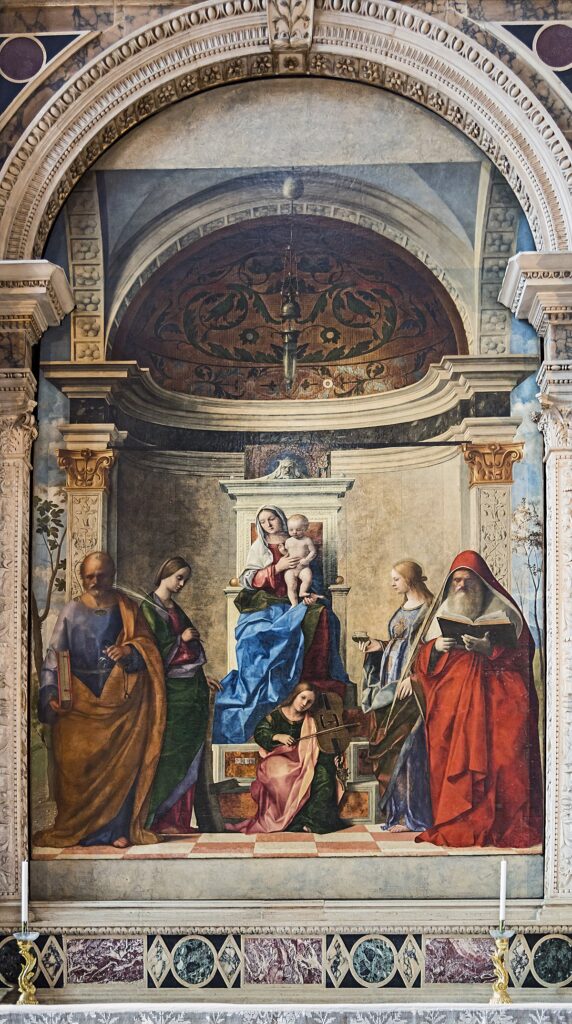 Venetian Renaissance: Giovanni Bellini, San Zaccaria Altarpiece, 1505, San Zaccaria, Venice, Italy.
