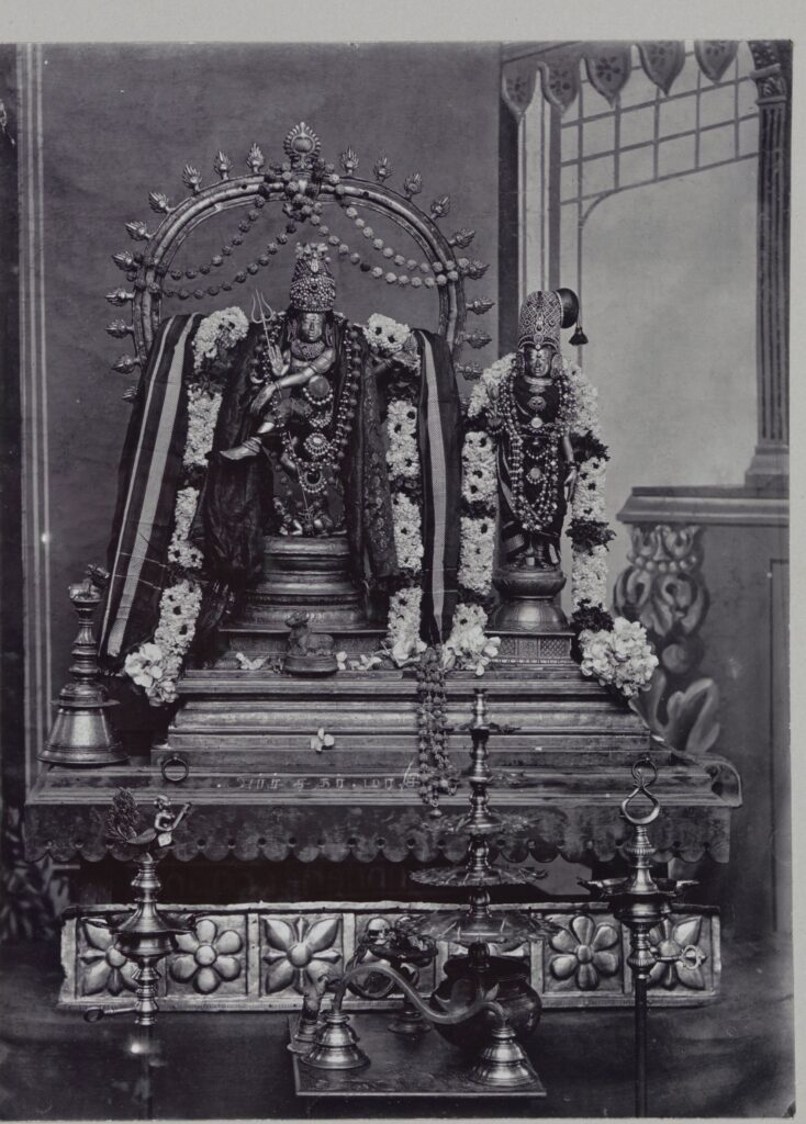 shiva: Statutes of Shiva as Nataraja and Parvati at the Minakshi Temple, Madurai, India; ca. 1895 to 1915, Rijksmuseum, Amsterdam, Netherlands.
