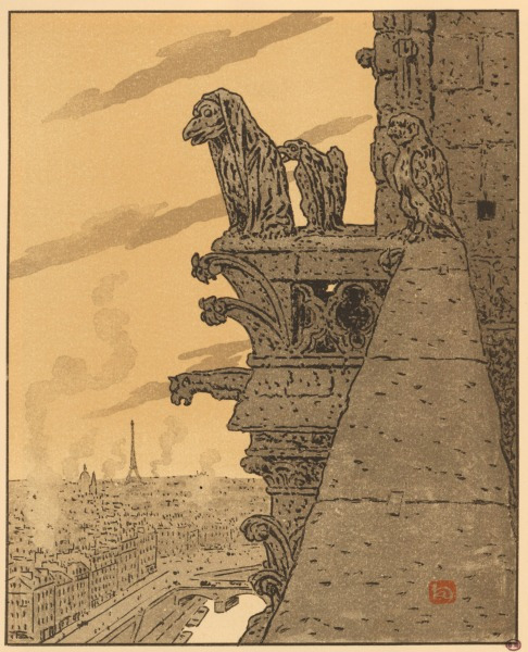 Henri Rivière: Henri Rivière, Plate 9: Seen from Notre-Dame (De Notre-Dame) from the series Thirty-Six Views of the Eiffel Tower (Les Trente-six vues de la Tour Eiffel), 1888-1902
