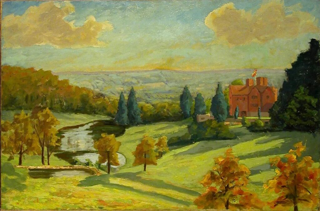 winston churchill painting: Winston Churchill, View of Chartwell, National Trust, Chartwell, Westerham, UK.
