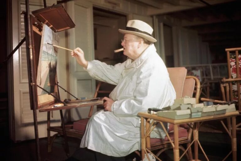 winston churchill painting: Winston Churchill painting at Miami Beach, FL, USA. International Churchill Society.
