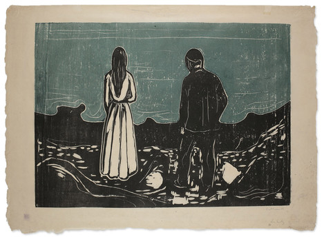 Elinborg Lützen: Dark-Magical: Edvard Munch, Two People. The Lonely Ones, 1899, Wallraf-Richartz-Museum, Köln, Germany.
