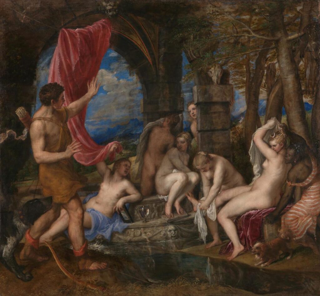 Venetian Renaissance: Titian, Diana and Actaeon, 1556–1559, The National Gallery, London, UK. A painting representing the Venetian technique of colorito.
