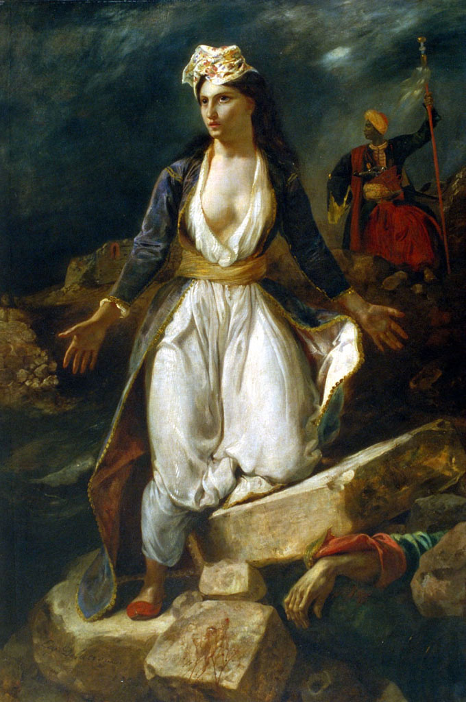 delacroix: Eugène Delacroix, Greece on the Ruins of Missolonghi, 1826, Musée des Beaux-Arts de Bordeaux, Bordeaux, France.
