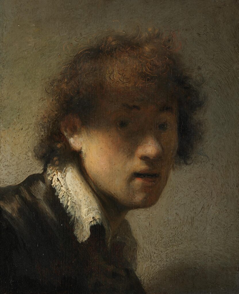alte pinakothek: Rembrandt, Self-Portrait, 1629, Bayerische Staatsgemäldesammlungen – Alte Pinakothek, Munich, Germany.
