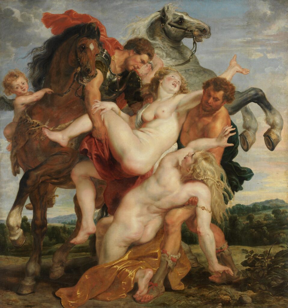 alte pinakothek: Peter Paul Rubens and Jan Wildens, The Daughters of Leucippus, ca. 1618, Bayerische Staatsgemäldesammlungen – Alte Pinakothek, Munich, Germany.
