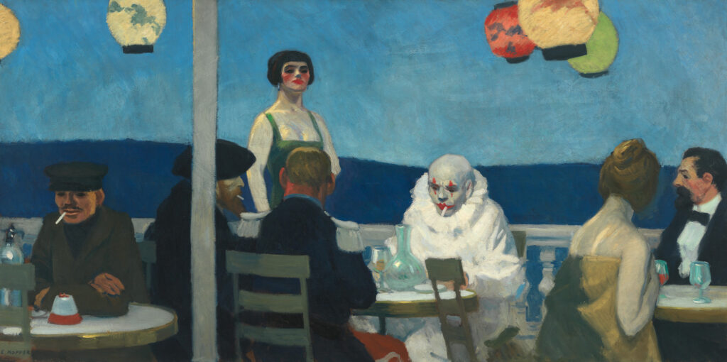 hopper 10 paintings: Edward Hopper, Soir Bleu, 1914, Whitney Museum of American Art, New York City, NY, USA.
