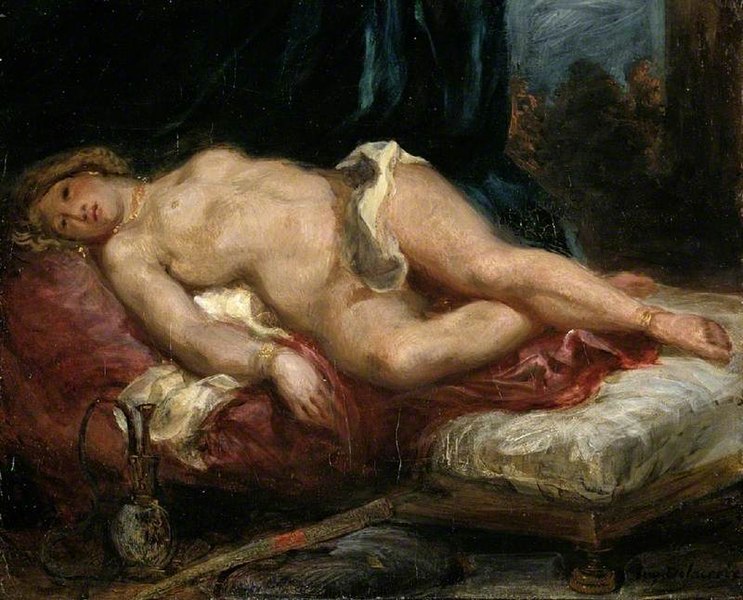 delacroix: Eugène Delacroix, Odalisque Reclining on a Divan, c. 1825, Fitzwilliam Museum, Cambridge, UK.
