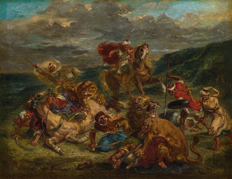 delacroix: Eugène Delacroix, Lion Hunt, 1860, Art Institute of Chicago, Chicago, IL, USA.
