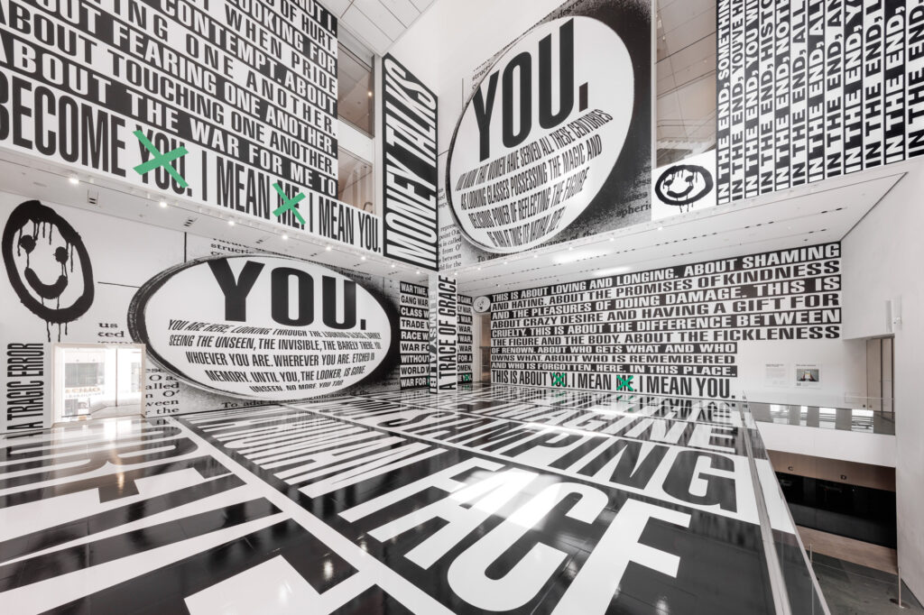 Barbara Kruger: Barbara Kruger, Thinking of You. I Mean Me. I Mean You, 2022, Museum of Modern Art, New York City, NY, USA, Detail.
