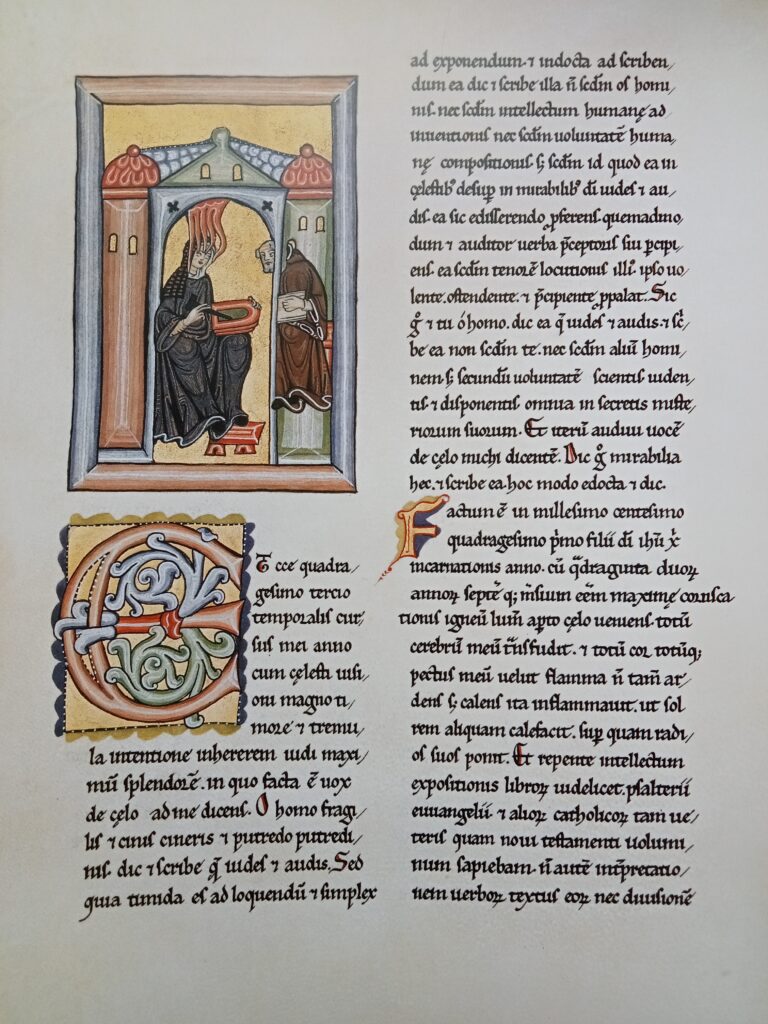 Hildegard von bingen: Hildegard von Bingen, illustration with a self-portrait from Scivias, 1151, Rupertsberg, Bingen, Germany.
