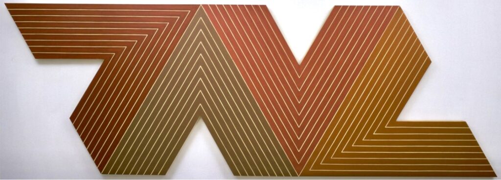 Frank Stella: Frank Stella, Empress of India, 1965, 6 ft 5 in x 18 ft 8 in (195.6 cm x 548.6 cm), Museum of Modern Art, New York City, NY, USA, © Frank Stella / Artists Rights Society (ARS), New York.
