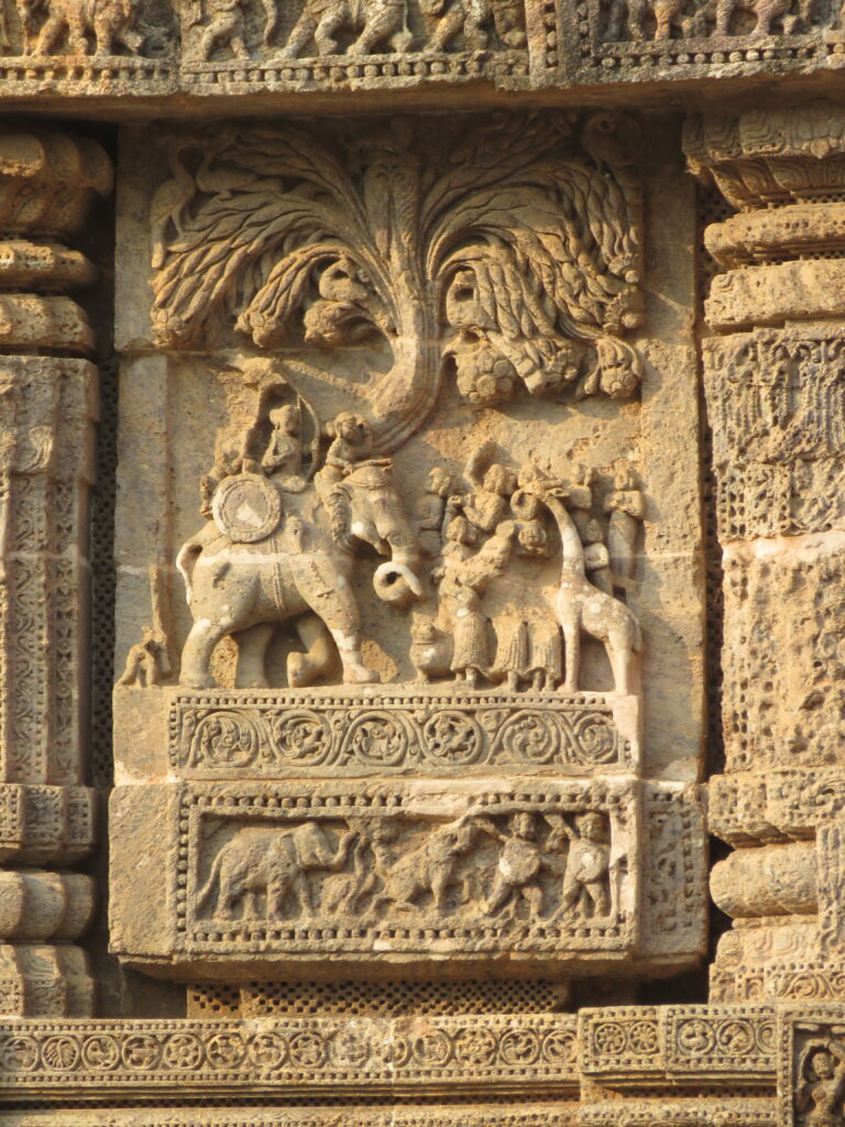 Konark Sun Temple: Relief depicting Narasingha Deva I at Konark Sun Temple, 13th century, Konark, India. Photograph by Vinayaraj via Wikimedia Commons (CC BY-SA 4.0).
