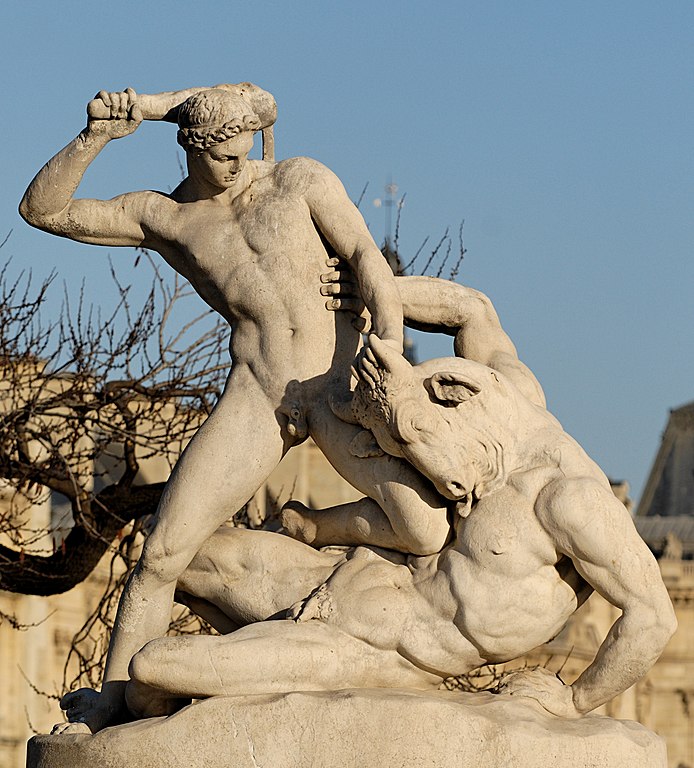 Minotaur: Étienne-Jules Ramey, Theseus Fighting the Minotaur, 1826, Jardin de Tuileries, Paris, France.
