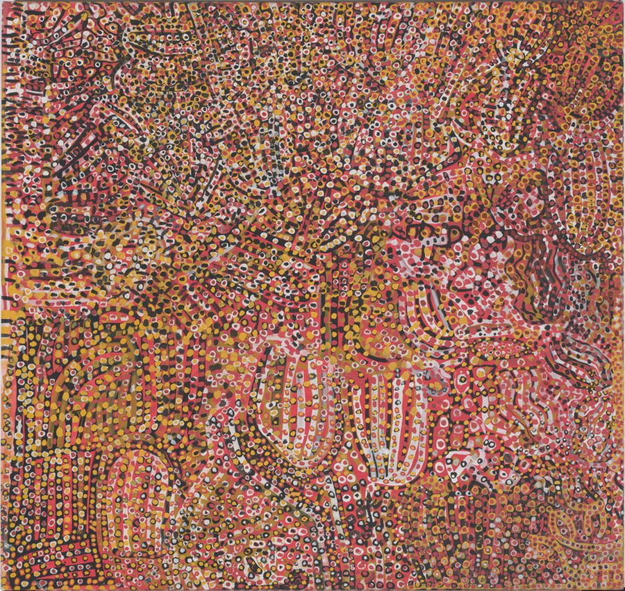 Australian artists: Emily Kame Kngwarreye, Ntang Dreaming, 1989, National Gallery of Australia, Canberra, Australia.
