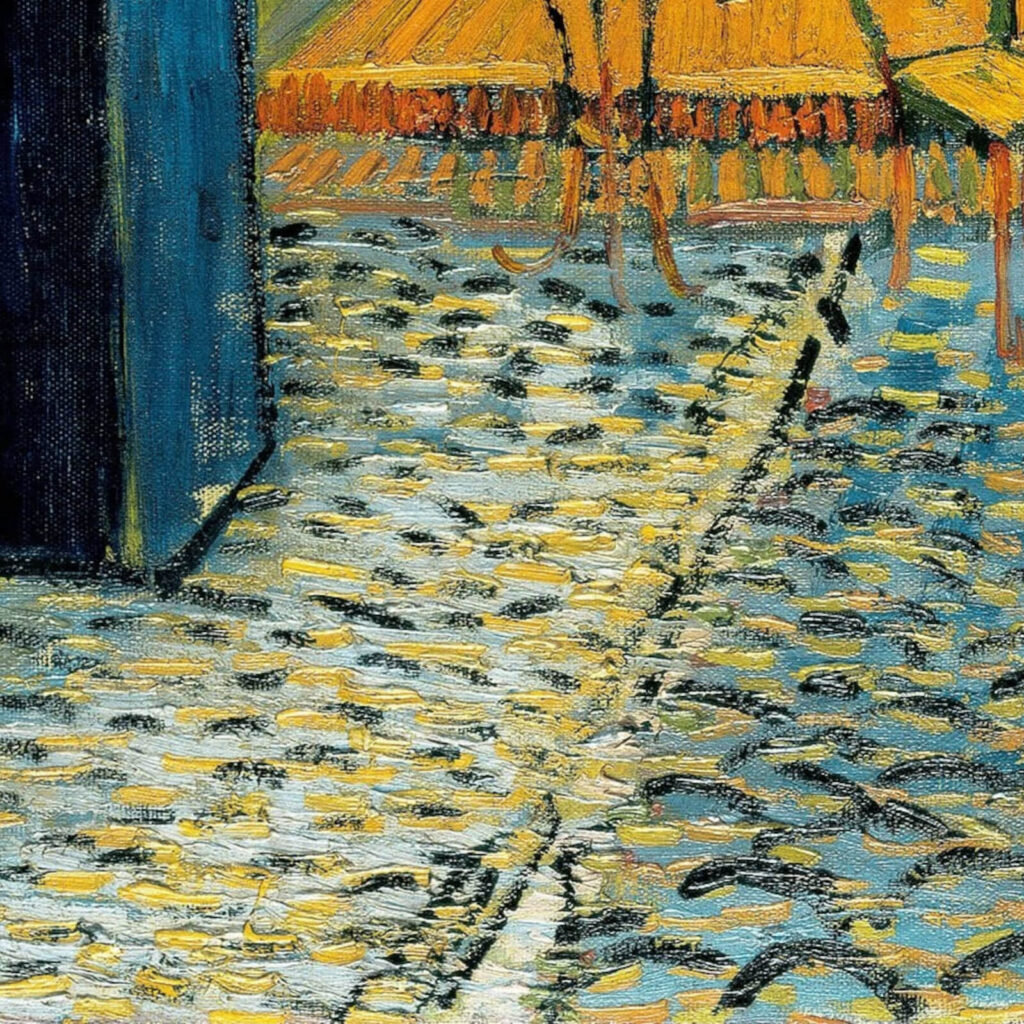 Van Gogh Terrace: Vincent van Gogh, Terrace of a Café at Night, 1888, Kröller-Müller Museum, Otterlo, Netherlands. Detail.
