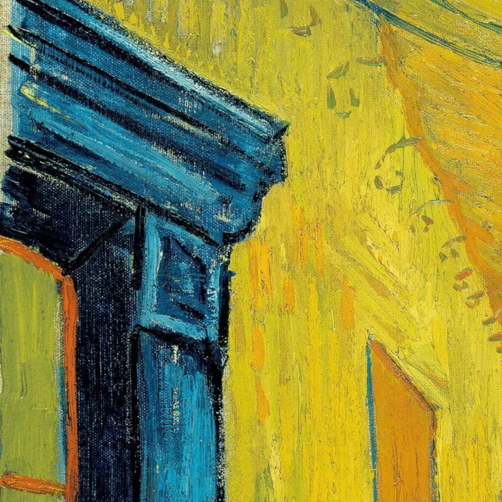 Van Gogh Terrace: Vincent van Gogh, Terrace of a Café at Night, 1888, Kröller-Müller Museum, Otterlo, Netherlands. Detail.
