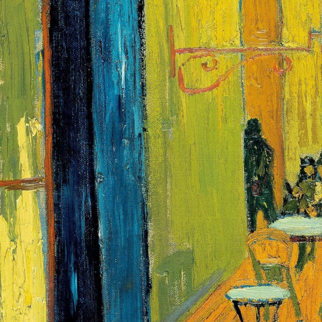 Van Gogh Terrace: Vincent van Gogh, Terrace of a Café at Night, 1888, Kröller-Müller Museum, Otterlo, Netherlands. Detail.
