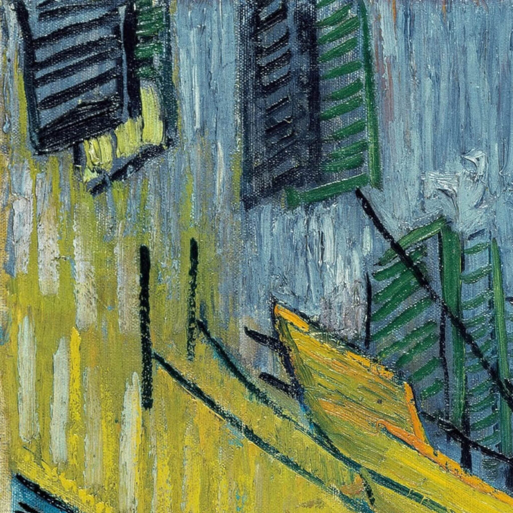 Van Gogh Terrace: Vincent van Gogh, Terrace of a Café at Night, 1888, Kröller-Müller Museum, Otterlo, Netherlands. Detail.
